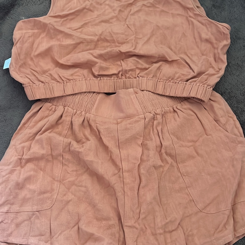 Rust Sleeveless Top and Shorts Set